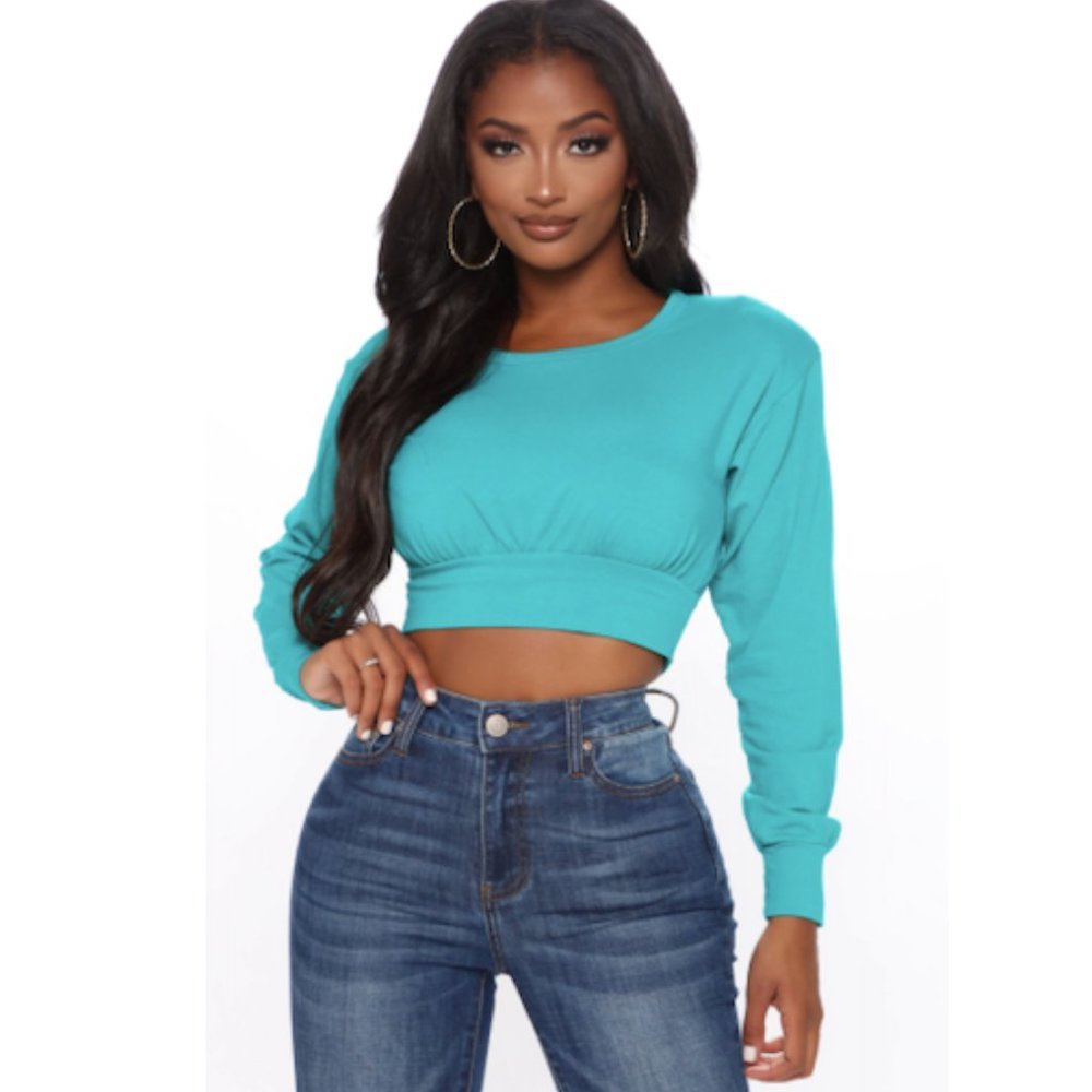 RARE!! NWT Fashion Nova Kira Shoulder Pad Crop Top